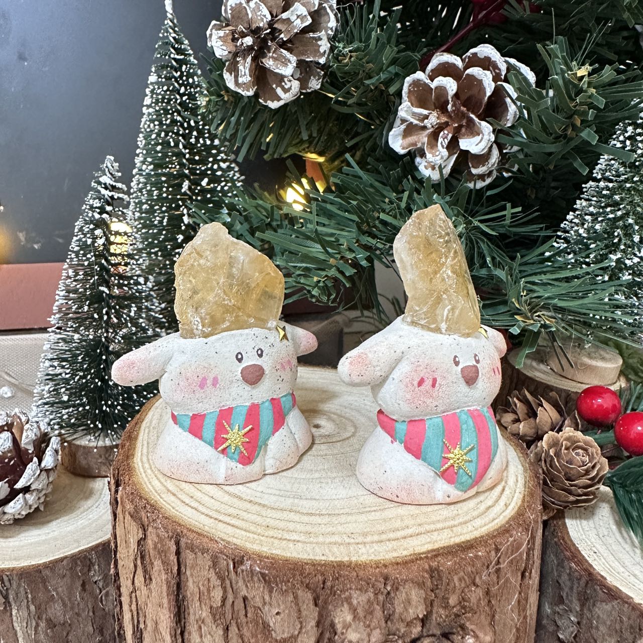 Christmas puppy with yellow crystal gemstone