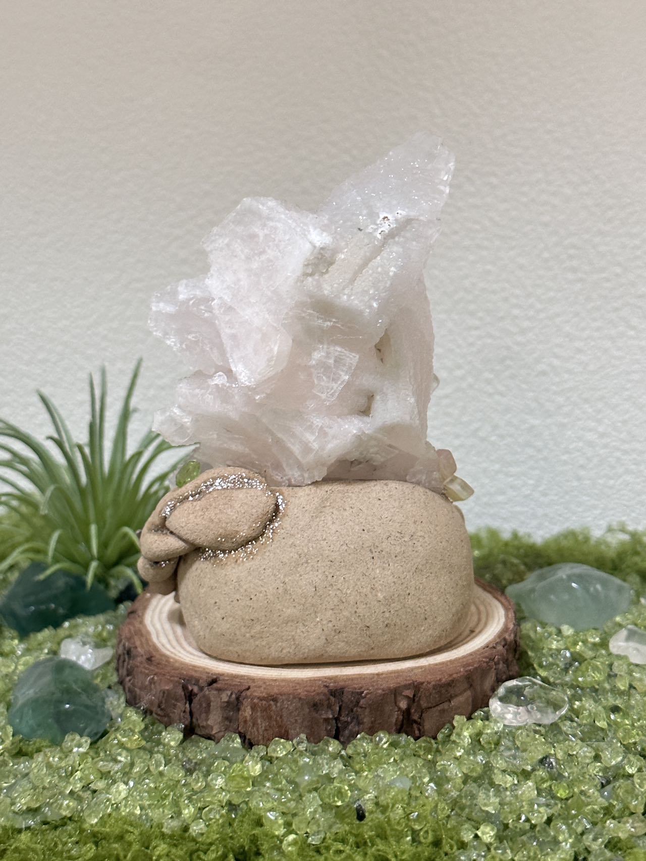 Pink feather calcite