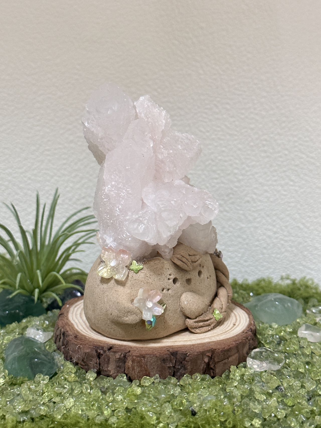 Pink feather calcite