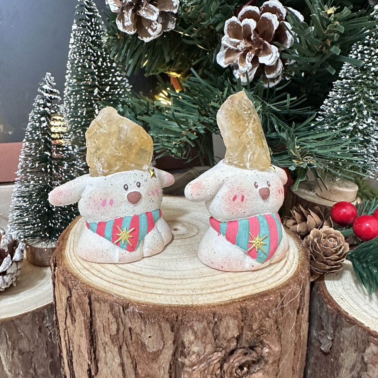 Christmas puppy with yellow crystal gemstone